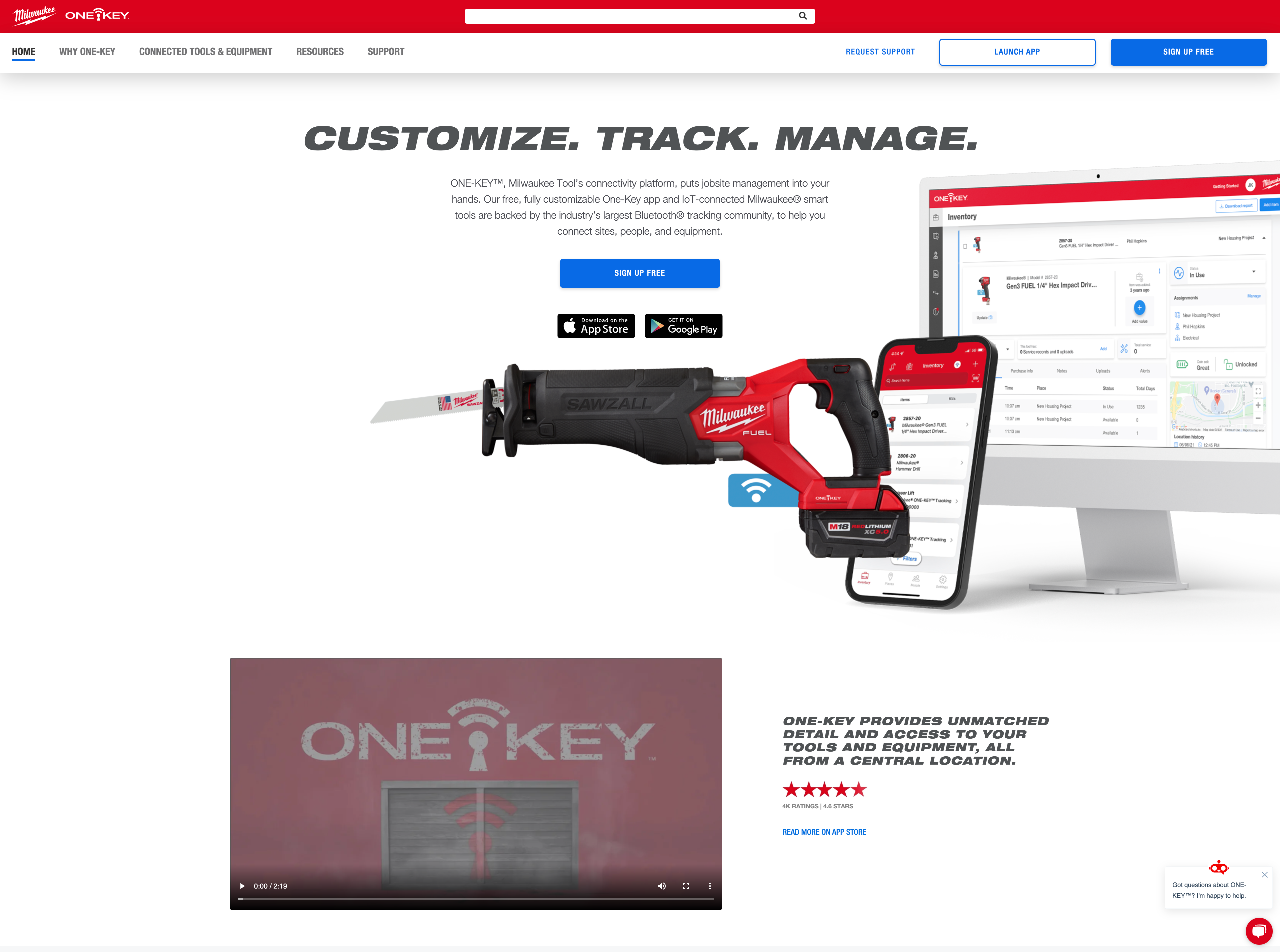 One-Key's new homepage