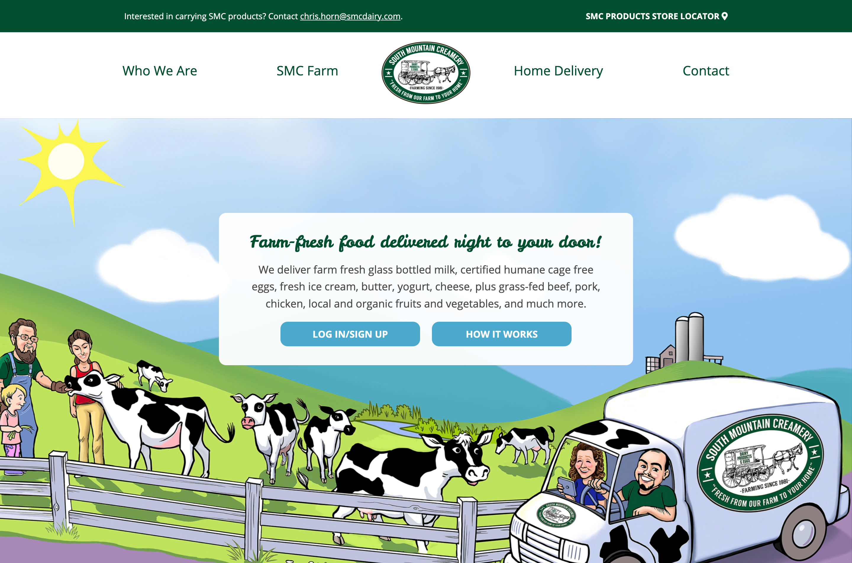 South Mountain Creamery's new homepage