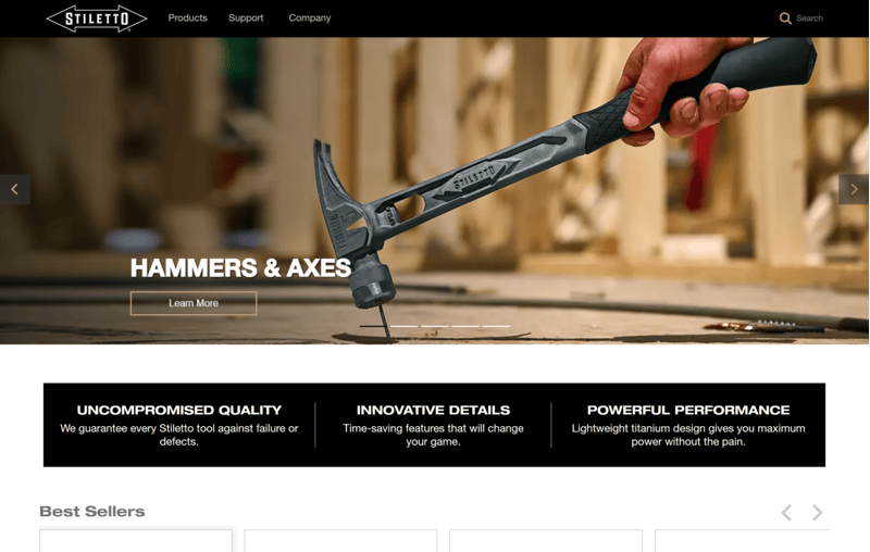 Stiletto's new homepage