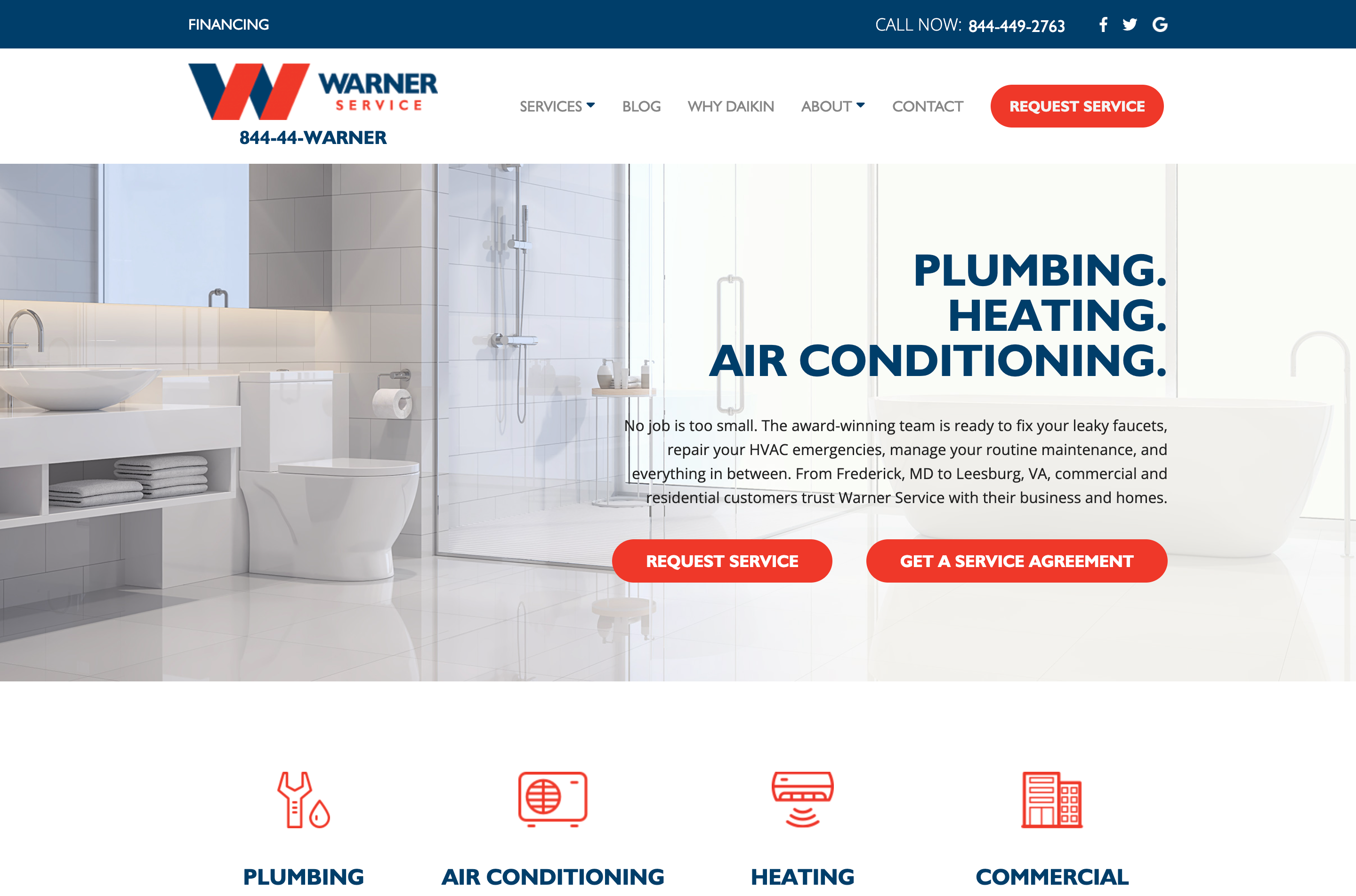 Warner Service 's new homepage